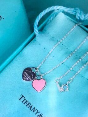 Tiffany & Co. Silver and Pink Heart Necklace